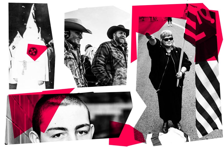 A British skinhead, Ammon Bundy, the leader of an anti-government militia, a member of the Aryan Nations and Ku Klux Klan members from Chicago and northern Illinois.